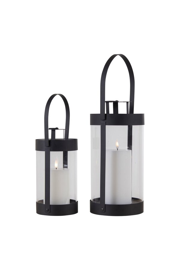 Bondi-Laternen – Schwarz, Stahl/Glas – 2er-Set