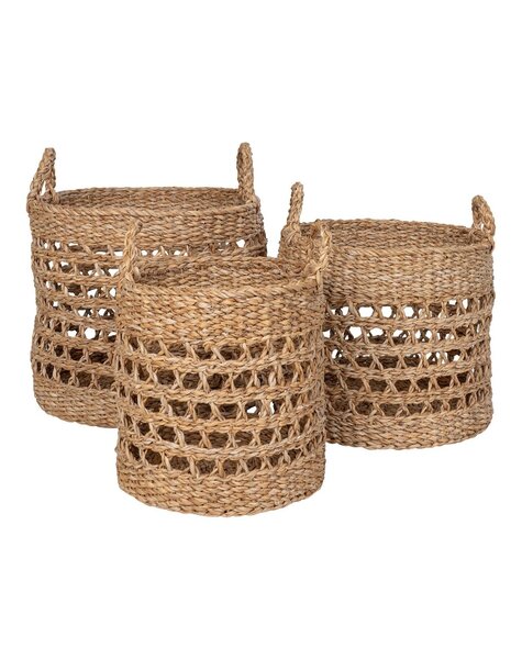 Balok Basket – Korb, Seegras, natur/schwarz, 3er-Set