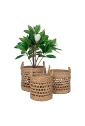 Balok Basket – Korb, Seegras, natur/schwarz, 3er-Set