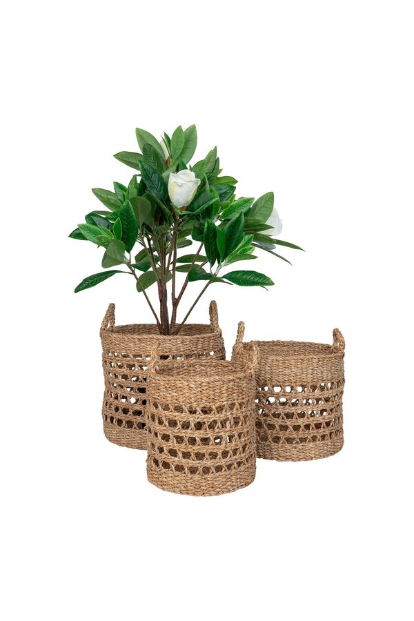 Balok Basket – Korb, Seegras, natur/schwarz, 3er-Set