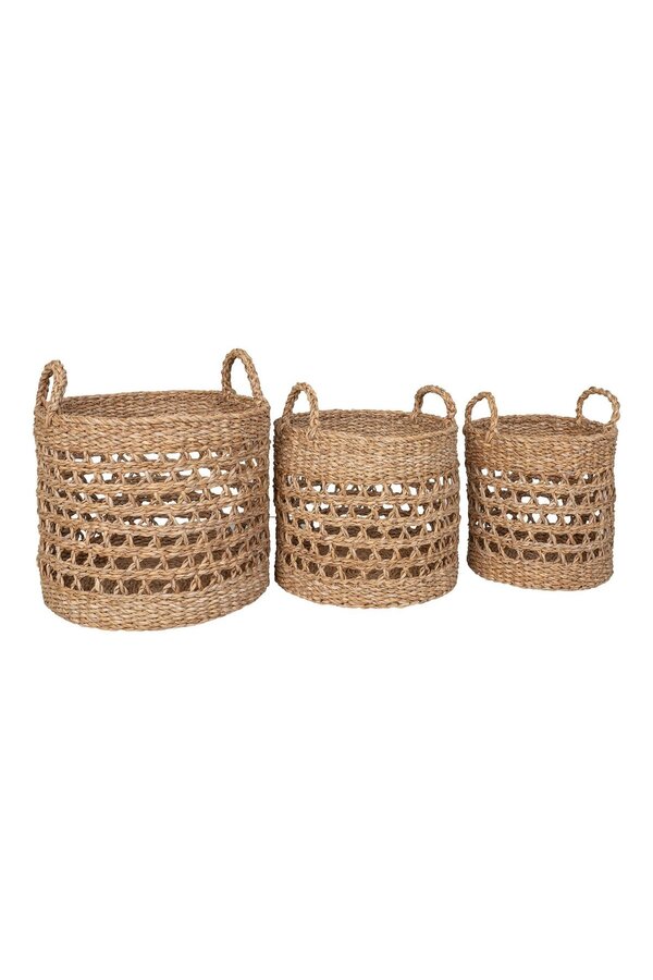 Balok Basket – Korb, Seegras, natur/schwarz, 3er-Set