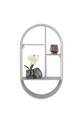 Feira Wandregal – Wandregal, oval, Stahl, kühles Grau, 35 x 15 x 60 cm