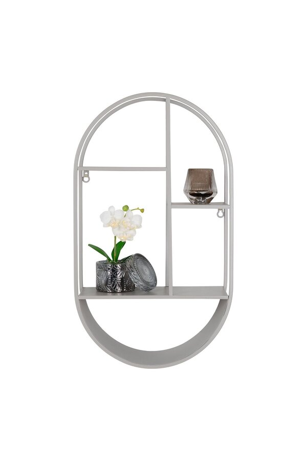 Feira Wandregal – Wandregal, oval, Stahl, kühles Grau, 35 x 15 x 60 cm
