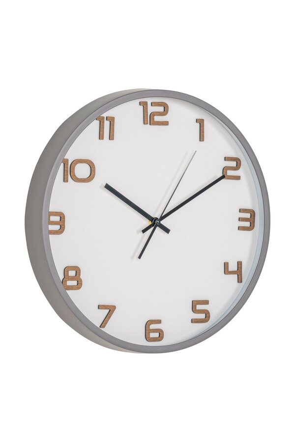 Greenwich Wanduhr – Grau, Glas, Kunststoff, Ø 35 cm