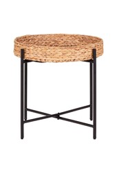 Naro Beistelltisch – Wasserhyazinthe, Metall, Schwarz/Natur – Ø50x48,5 cm