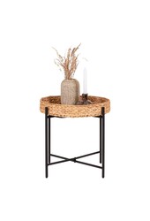 Naro Beistelltisch – Wasserhyazinthe, Metall, Schwarz/Natur – Ø50x48,5 cm