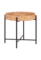 Naro Beistelltisch – Wasserhyazinthe, Metall, Schwarz/Natur – Ø50x48,5 cm