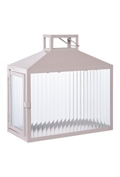 Lucca Laterne – Beige/Grau, Metall/Glas, 26,5 x 13 x 26,5 cm