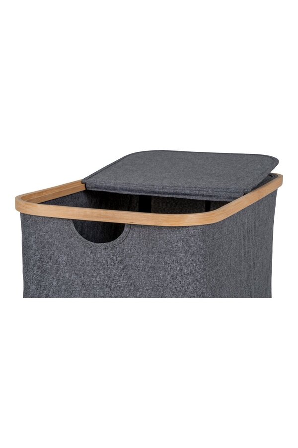 Noto Wäschekorb – Dunkelgrau, Bambus/Textil, 54 x 33 x 54 cm