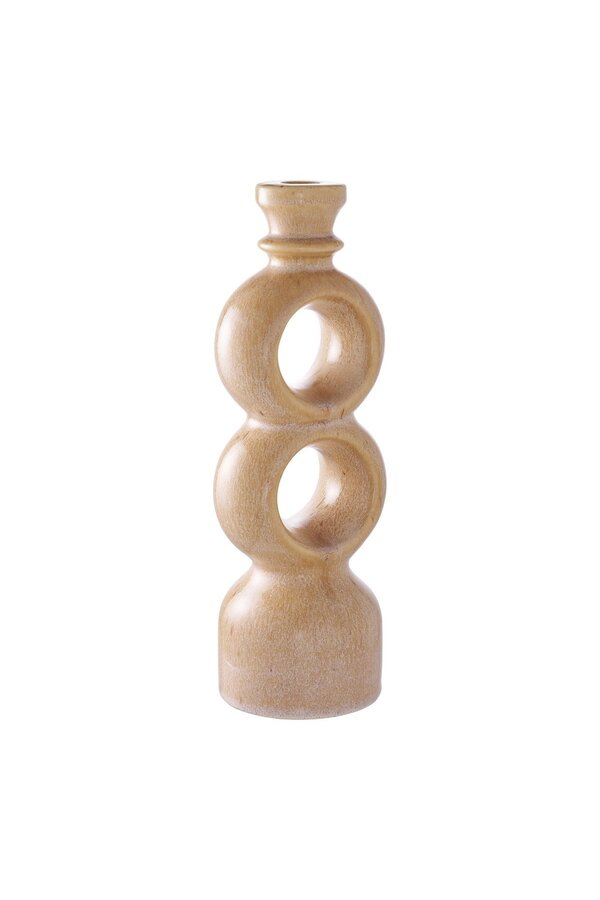 Kerzenhalter – Braun, Keramik, 10,7 x 9,5 x 30,5 cm