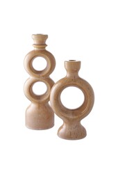 Kerzenhalter – Braun, Keramik, 10,7 x 9,5 x 30,5 cm