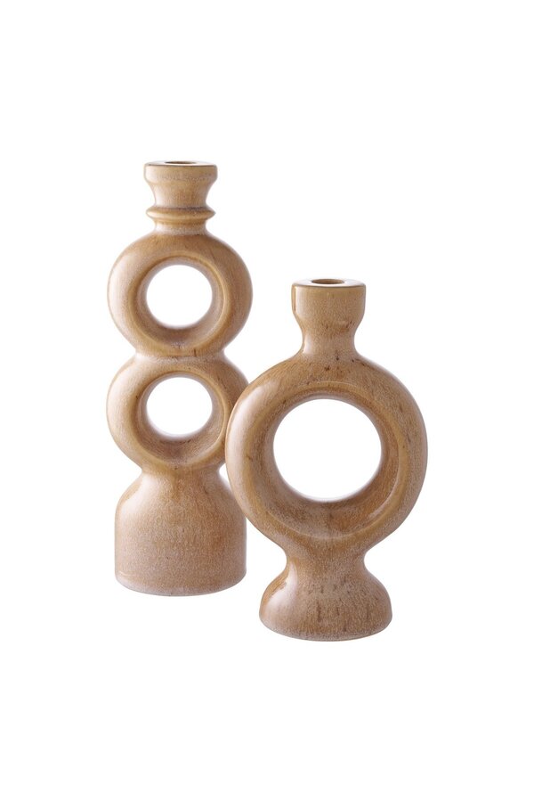 Kerzenhalter – Braun, Keramik, 10,7 x 9,5 x 30,5 cm