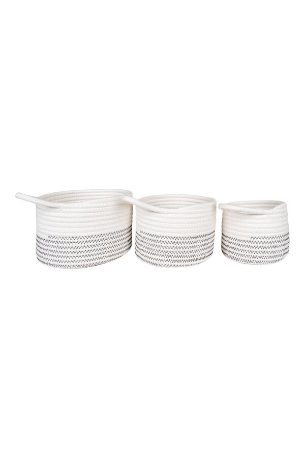 Algar Körbe – Baumwolle, Weiß/Grau – 3er-Set