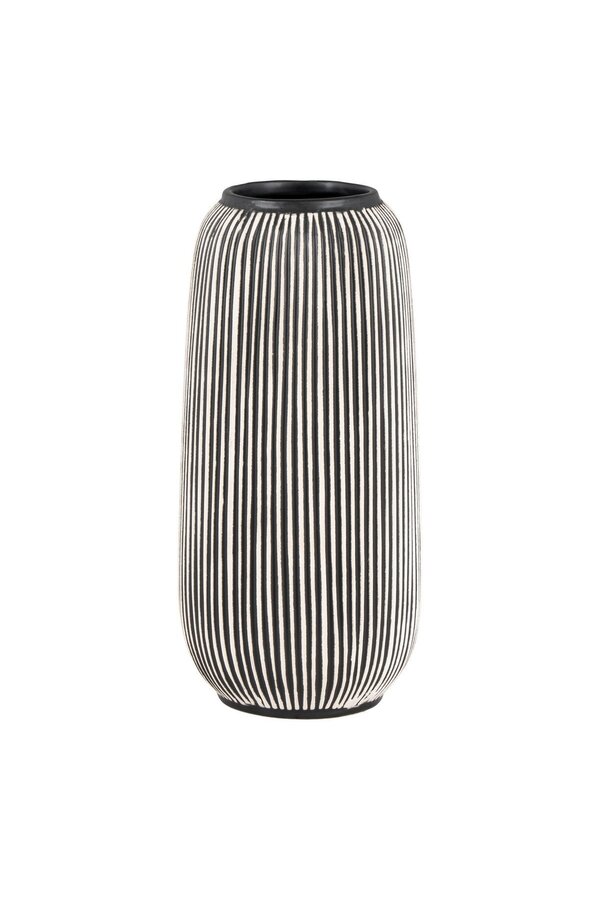Vase – Kalkstein, Schwarz/Weiß – Ø 9,5 x 20 cm