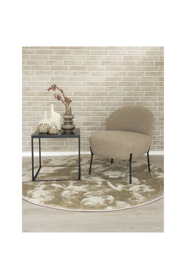 Miami Teppich – Sandfarben, 100 % Polyester, Ø 160 cm