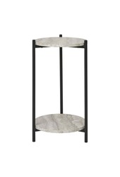 Leuven Beistelltisch – Schwarz/Beige, Stahl, MDF, Ø 27 x 46 cm