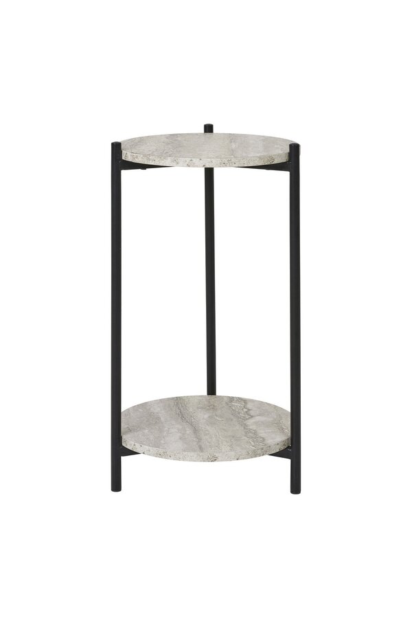 Leuven Beistelltisch – Schwarz/Beige, Stahl, MDF, Ø 27 x 46 cm