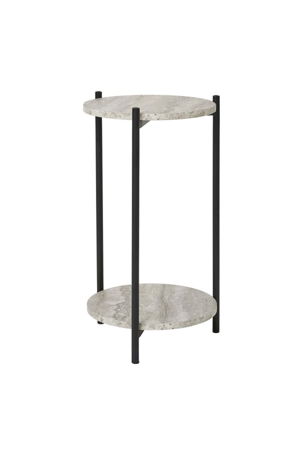Leuven Beistelltisch – Schwarz/Beige, Stahl, MDF, Ø 27 x 46 cm