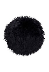 Lammleder Sitzfläche Kunstleder – Schwarz, Polyester, Ø35x6,5 cm
