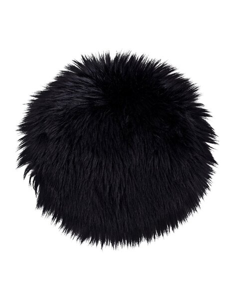 Lammleder Sitzfläche Kunstleder – Schwarz, Polyester, Ø35x6,5 cm