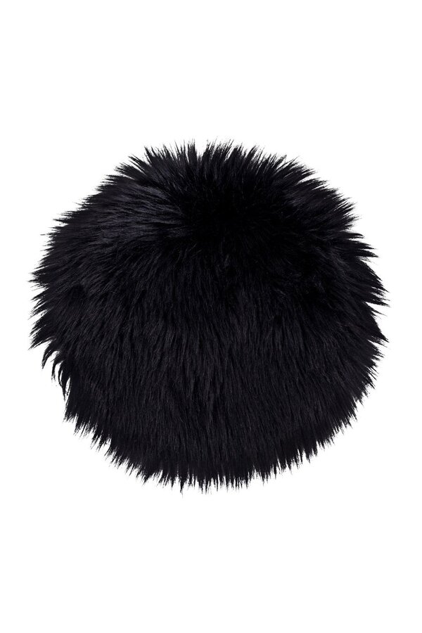 Lammleder Sitzfläche Kunstleder – Schwarz, Polyester, Ø35x6,5 cm