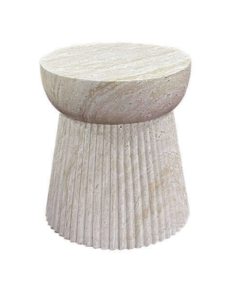 Bonn Beistelltisch – Natur, Fiberclay mit Rillendesign, ø37x43 cm