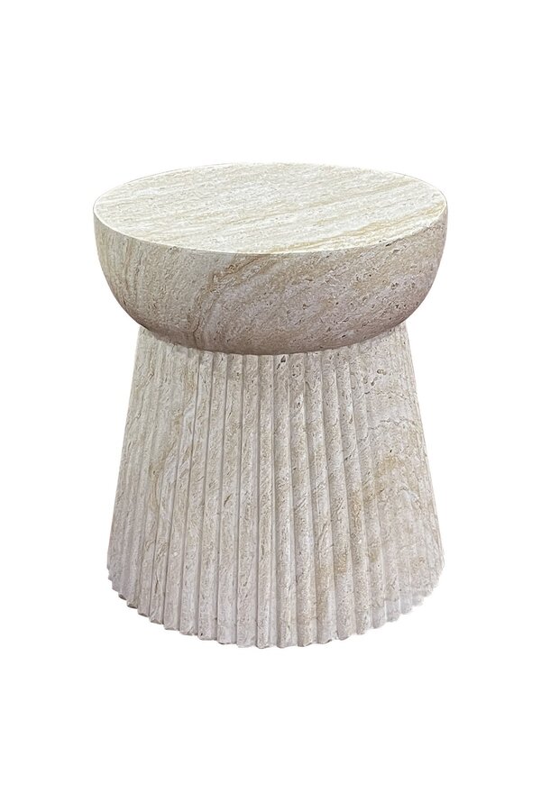 Bonn Beistelltisch – Natur, Fiberclay mit Rillendesign, ø37x43 cm