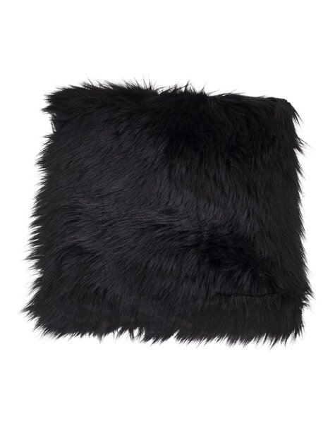 Sitzfläche aus Kunstleder in Lammlederoptik – Schwarz, Polyester, 40 x 40 x 6,5 cm