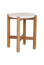 Terracina Beistelltisch – Natur/Weiß, Akazie/Terrazzo, ø37x46 cm