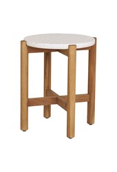 Terracina Beistelltisch – Natur/Weiß, Akazie/Terrazzo, ø37x46 cm