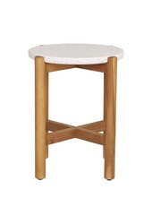 Terracina Beistelltisch – Natur/Weiß, Akazie/Terrazzo, ø37x46 cm