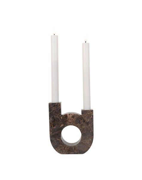 Kerzenhalter – Marmor, Braun, 12 x 3,5 x 14 cm