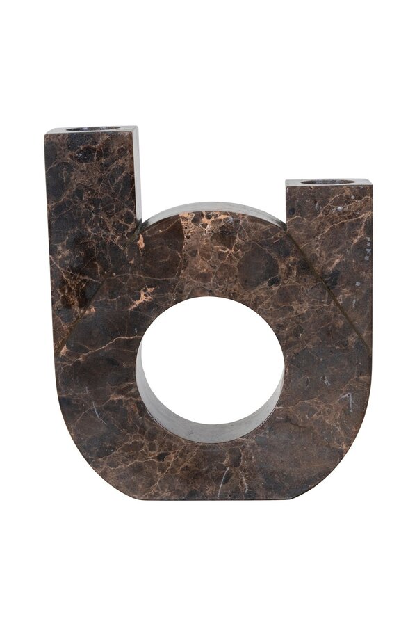 Kerzenhalter – Marmor, Braun, 12 x 3,5 x 14 cm