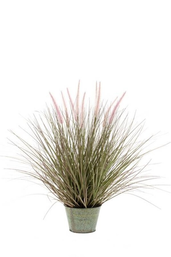 Pennisetum-Gras in Zink-Topf XL Kunstpflanze