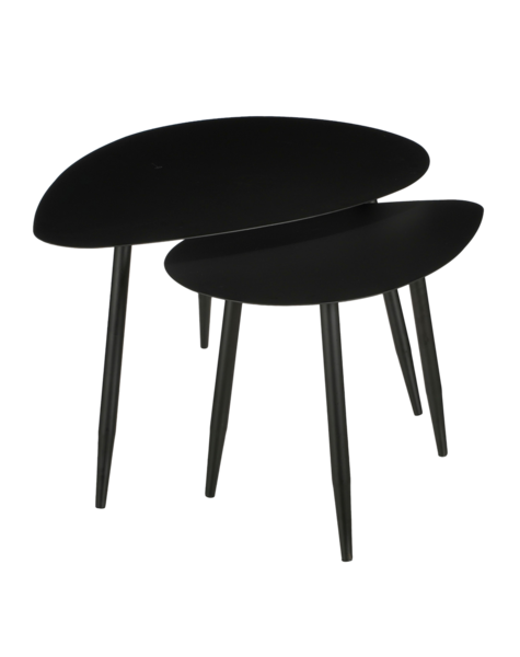Mica Decorations Beistelltisch – 2er-Set – L 80 x B 60 x H 47 cm – Metall – Schwarz