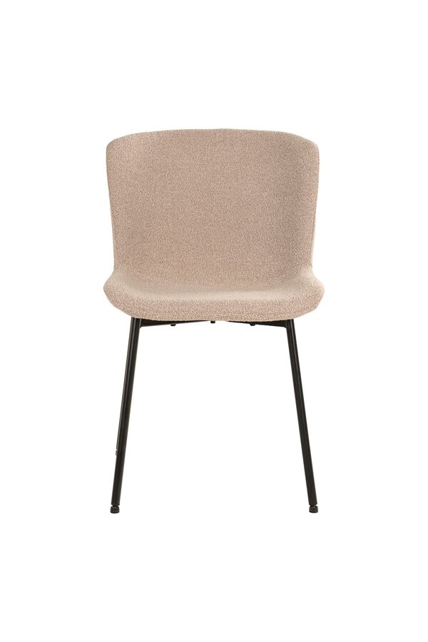 Maceda Dining Chair – Esszimmerstuhl aus Bouclé, beige mit schwarzen Beinen – 2er-Set