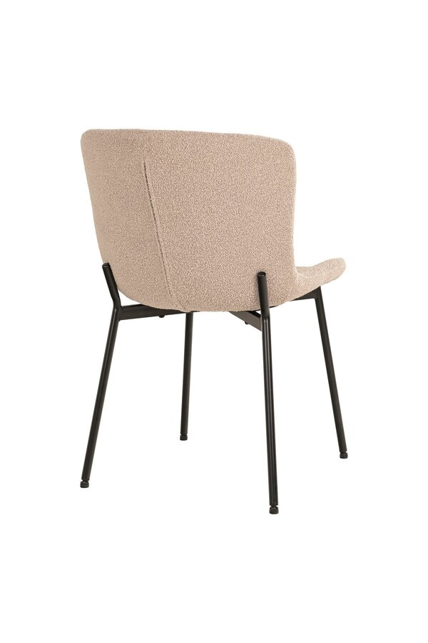 Maceda Dining Chair – Esszimmerstuhl aus Bouclé, beige mit schwarzen Beinen – 2er-Set