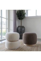 Belfort Pouf – Pouf aus Bouclé, braun, Ø 44,5 x 40 cm, HN1238