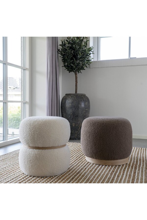 Belfort Pouf – Pouf aus Bouclé, braun, Ø 44,5 x 40 cm, HN1238