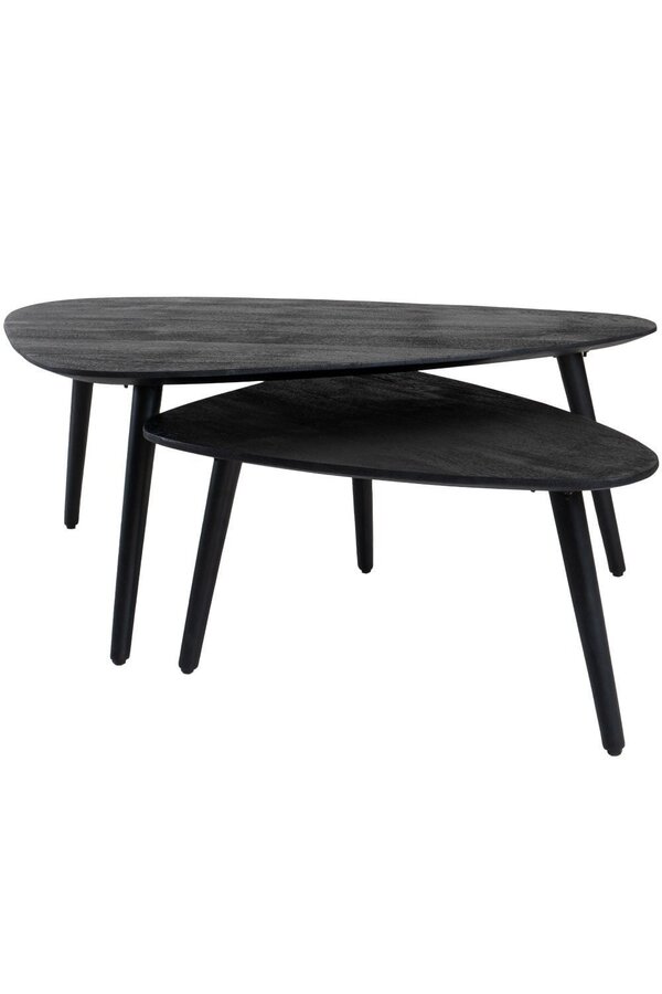 Couchtisch Jamal – Schwarzes Mangoholz – 2er-Set