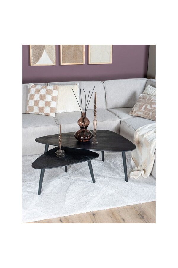 Couchtisch Jamal – Schwarzes Mangoholz – 2er-Set