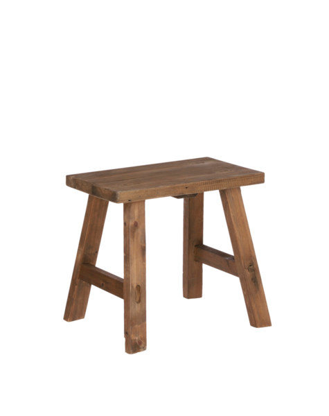 Mutiger Holzhocker – L38 x B29 x H34 cm – recyceltes Holz – Braun