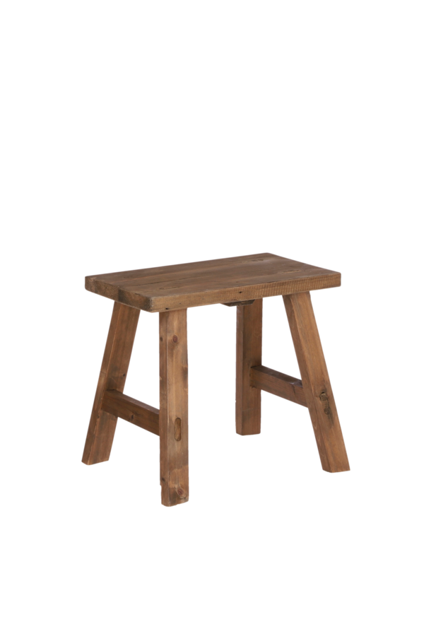 Mutiger Holzhocker – L38 x B29 x H34 cm – recyceltes Holz – Braun