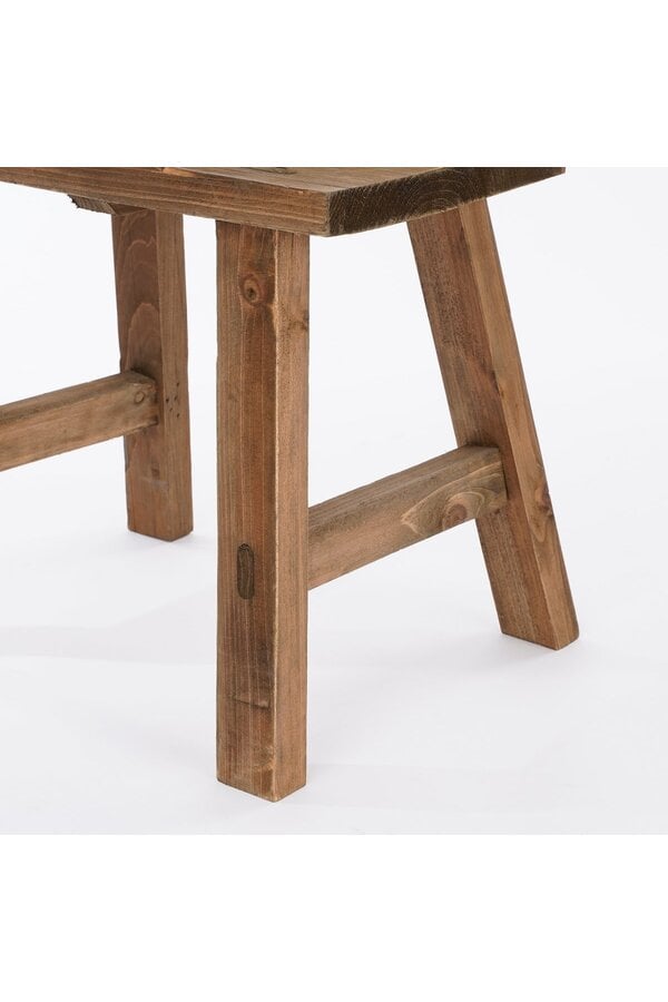 Mutiger Holzhocker – L38 x B29 x H34 cm – recyceltes Holz – Braun