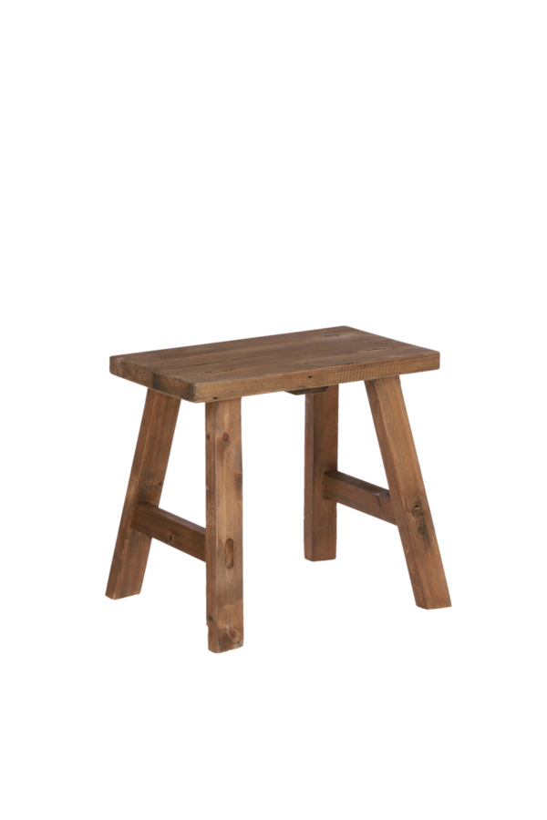 Mutiger Holzhocker – L38 x B29 x H34 cm – recyceltes Holz – Braun