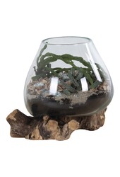 San Marino Waterdrop - Natur, Teakholz/Glas/Stahl, 18x20x20 cm