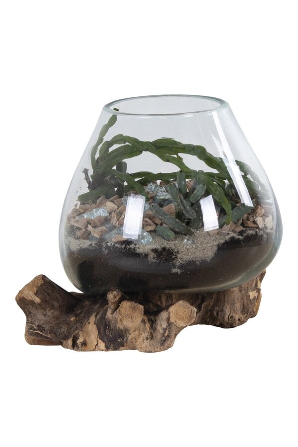 San Marino Waterdrop - Natur, Teakholz/Glas/Stahl, 18x20x20 cm
