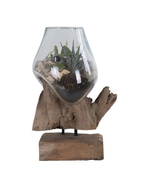 San Marino Waterdrop - Natur, Teakholz/Glas/Stahl, 18x15x25 cm
