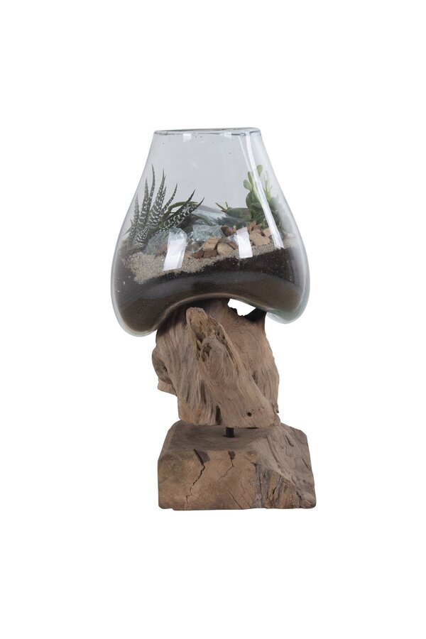 San Marino Waterdrop - Natur, Teakholz/Glas/Stahl, 18x15x25 cm