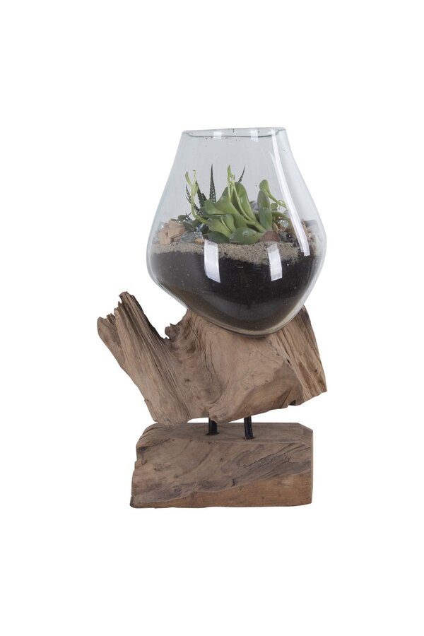 San Marino Waterdrop - Natur, Teakholz/Glas/Stahl, 18x15x25 cm